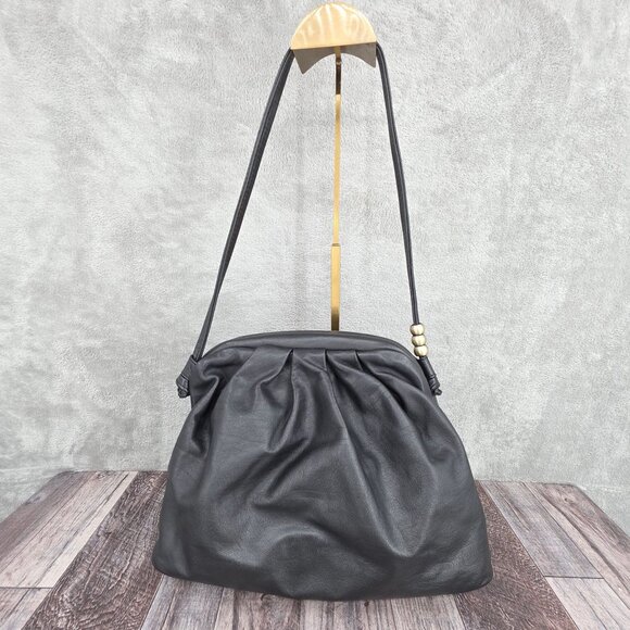 HOBO Adalyn Frame Shoulder Bag Black Leather Soft Hinge Close Boho Single Strap - Picture 5 of 15